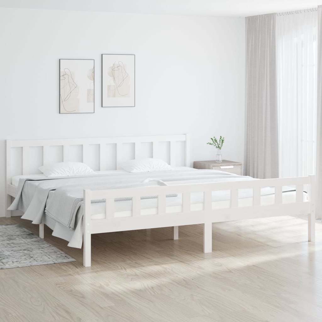 vidaXL Giroletto Bianco in Legno Massello 180x200 cm Super King