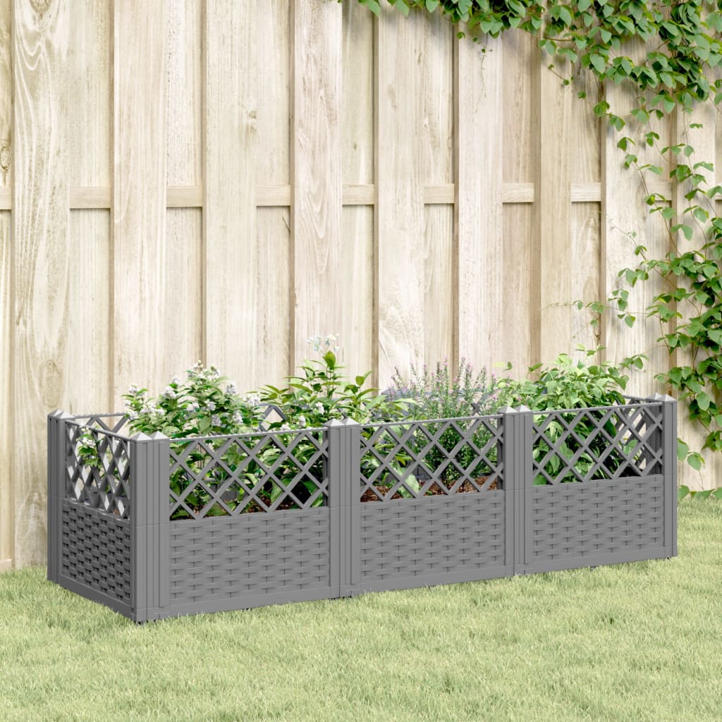 vidaXL Fioriera Giardino Picchetti Grigio Chiaro 123,5x43,5x43,5 cm PP