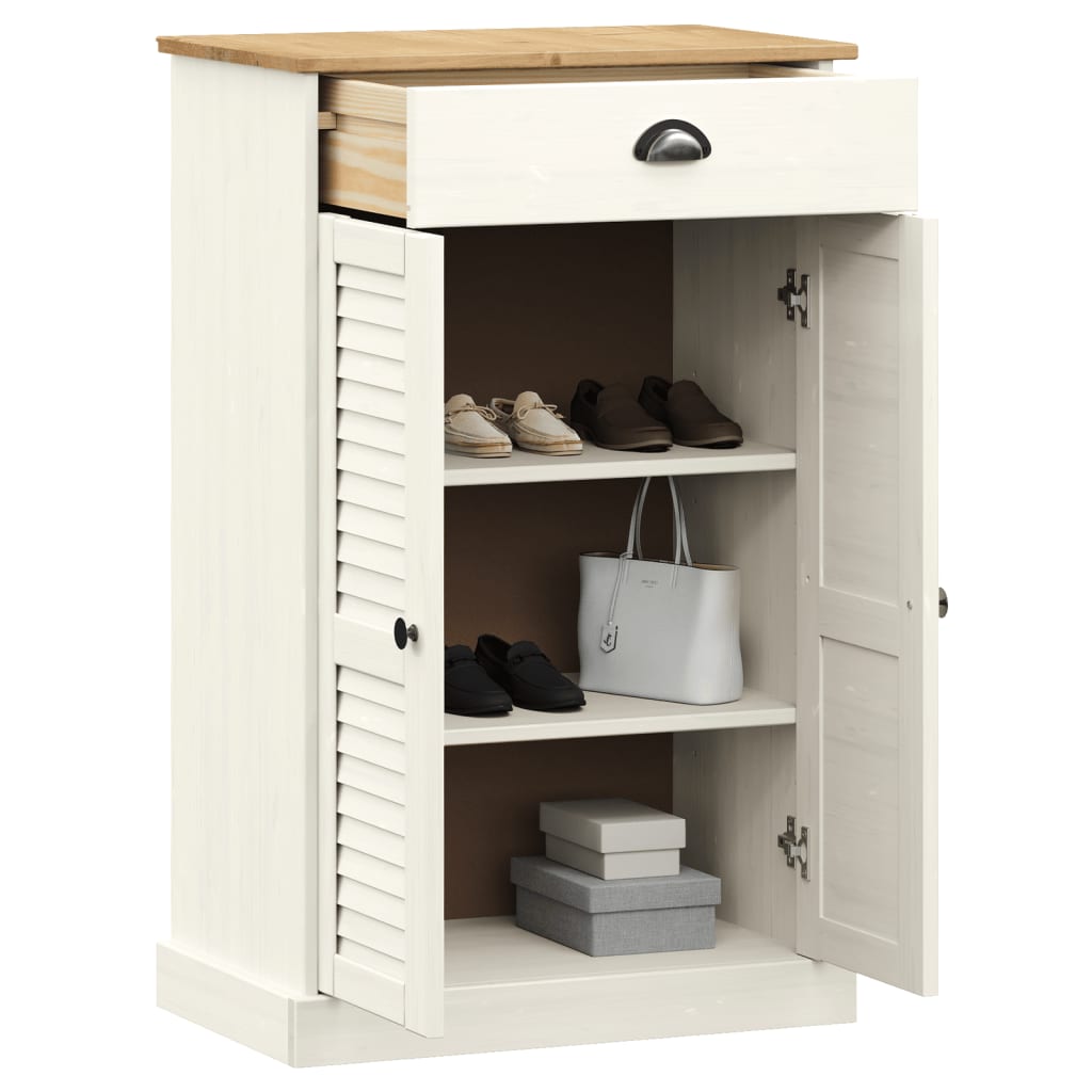 vidaXL Scarpiera VIGO 60x35x96 cm in Legno Massello di Pino Bianco