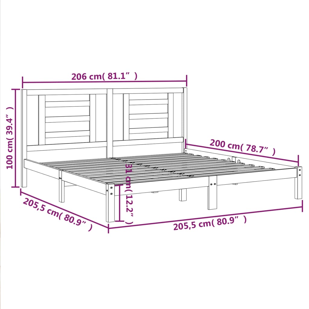 vidaXL Giroletto ambra in Legno Massello di Pino 200x200 cm