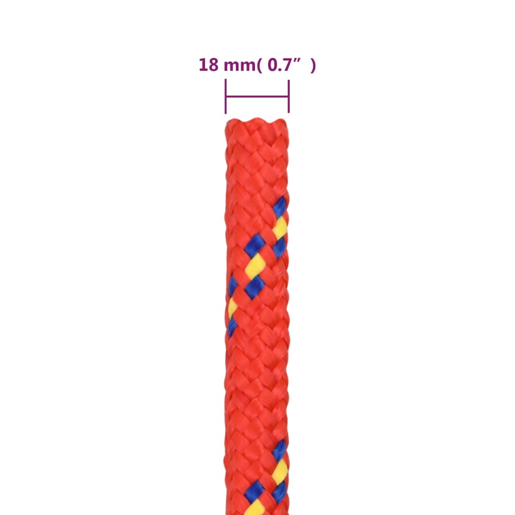 vidaXL Corda per barca Rossa 18 mm 100 m in Polipropilene