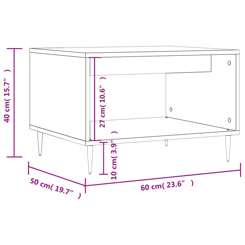 vidaXL Tavolino da Salotto Rovere Marrone 60x50x40cm Legno Multistrato