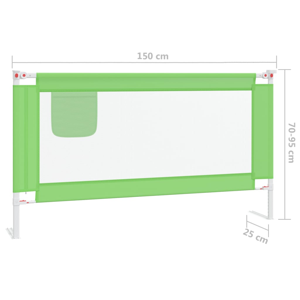 vidaXL Sponda Letto di Sicurezza per Bambini Verde 150x25cm in Tessuto