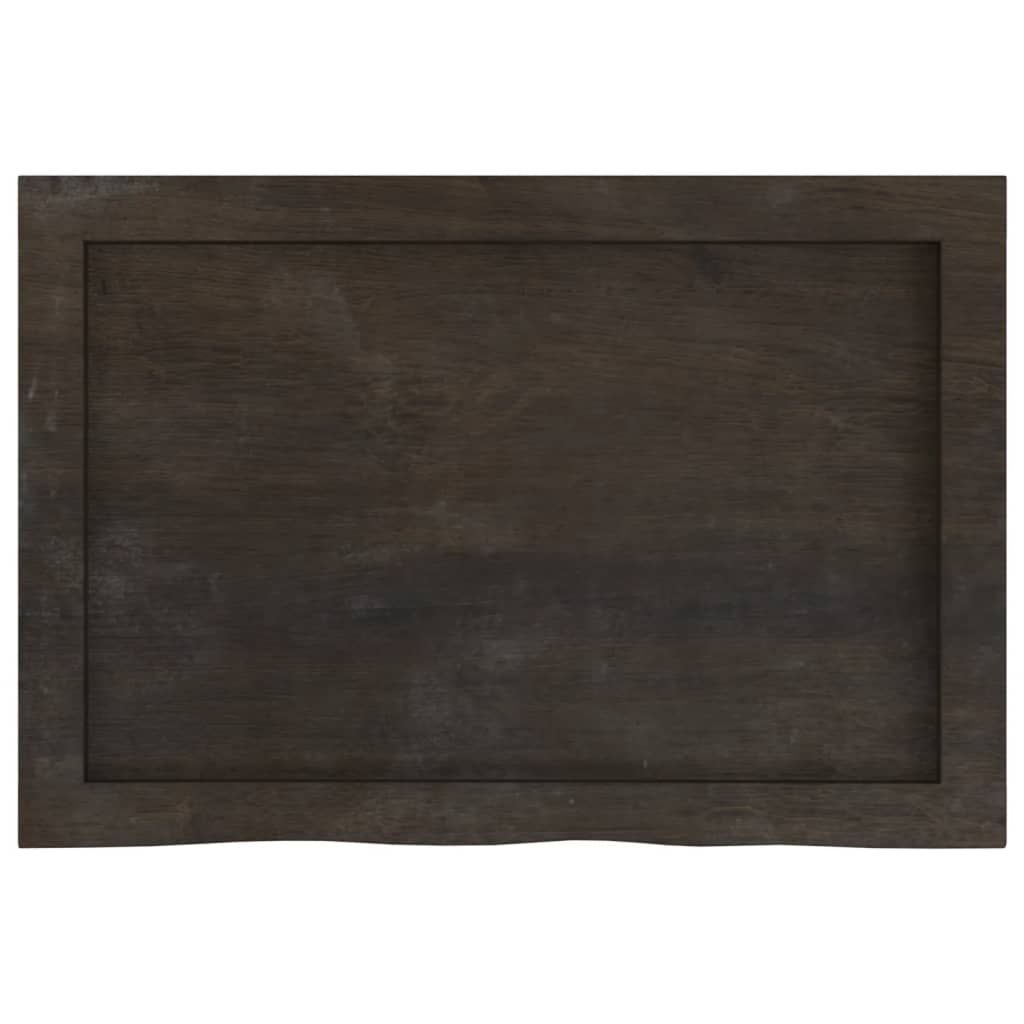 vidaXL Piano Bagno Marrone Scuro 60x40x(2-4)cm Legno Massello Trattato