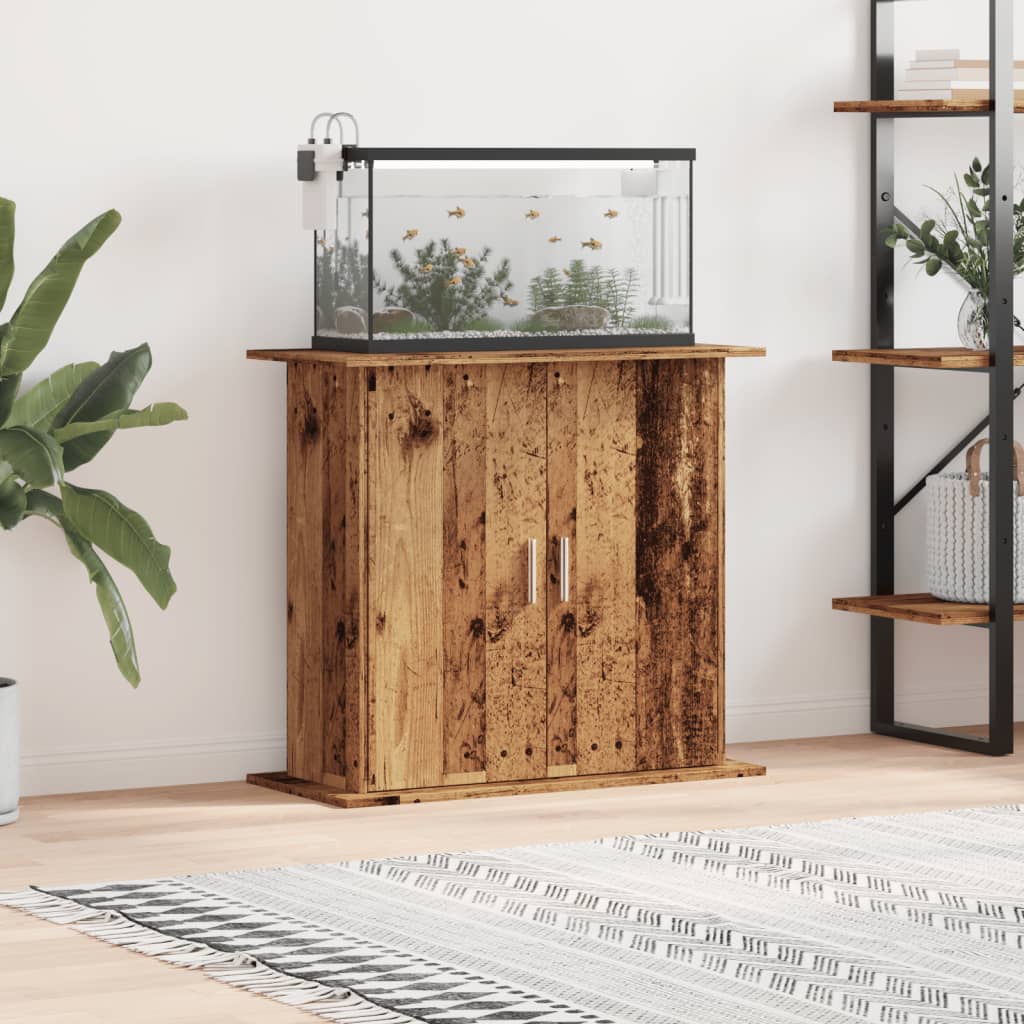 vidaXL Supporto Acquario 81x36x73 cm in Legno Multistrato Legno Antico