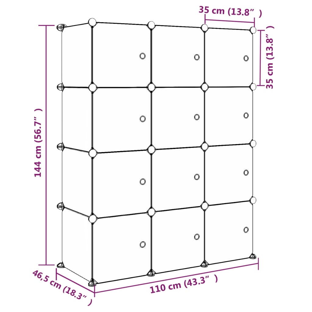 vidaXL Scaffale Portaoggetti per Bambini con 12 Cubi Rosa in PP