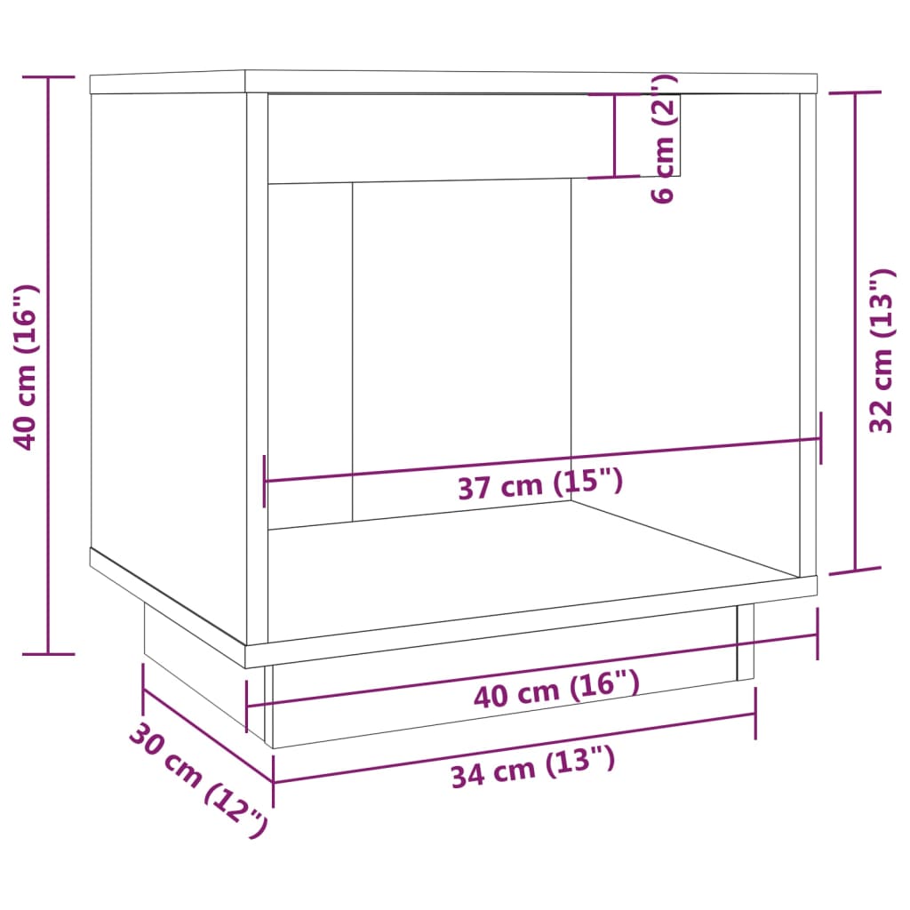 vidaXL Comodini 2 pz Ambra 40x30x40 cm in Legno Massello di Pino