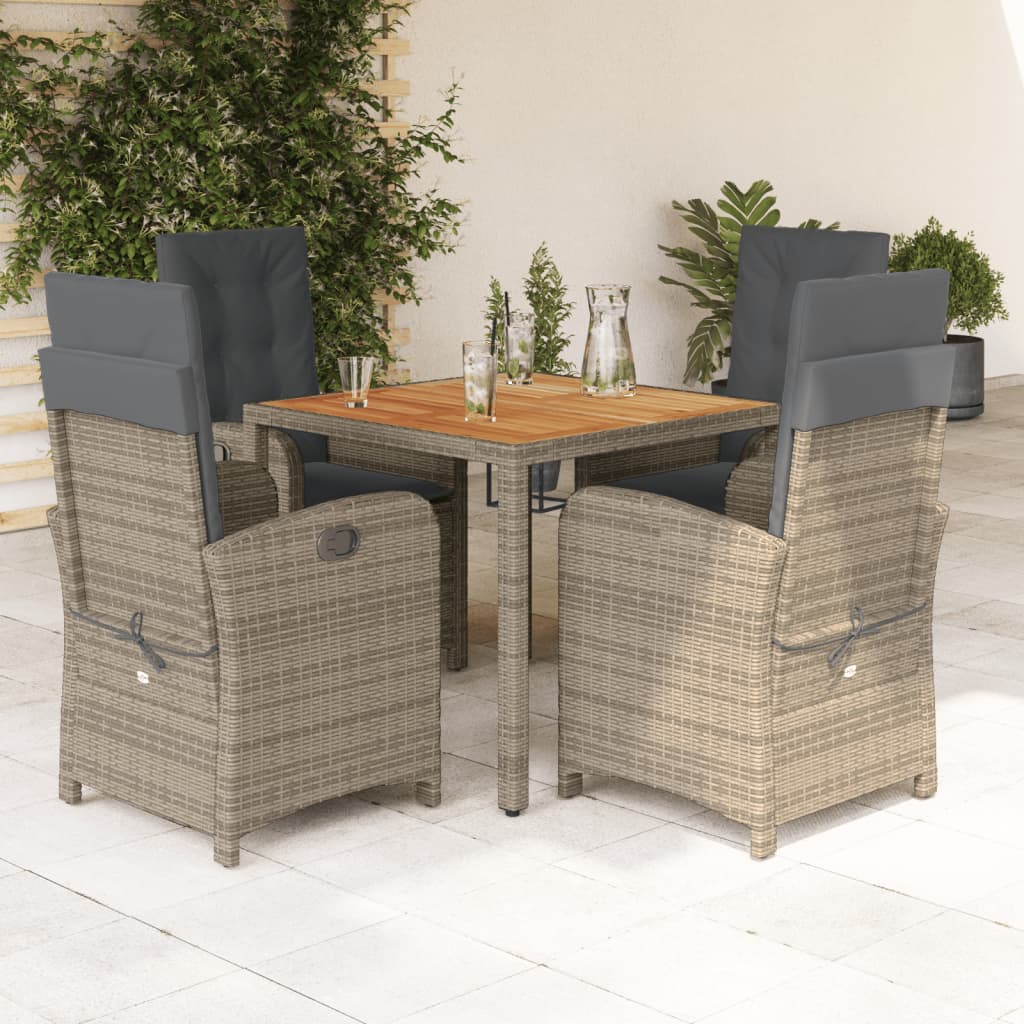 vidaXL Set da Pranzo da Giardino 5 pz con Cuscini in Polyrattan Grigio