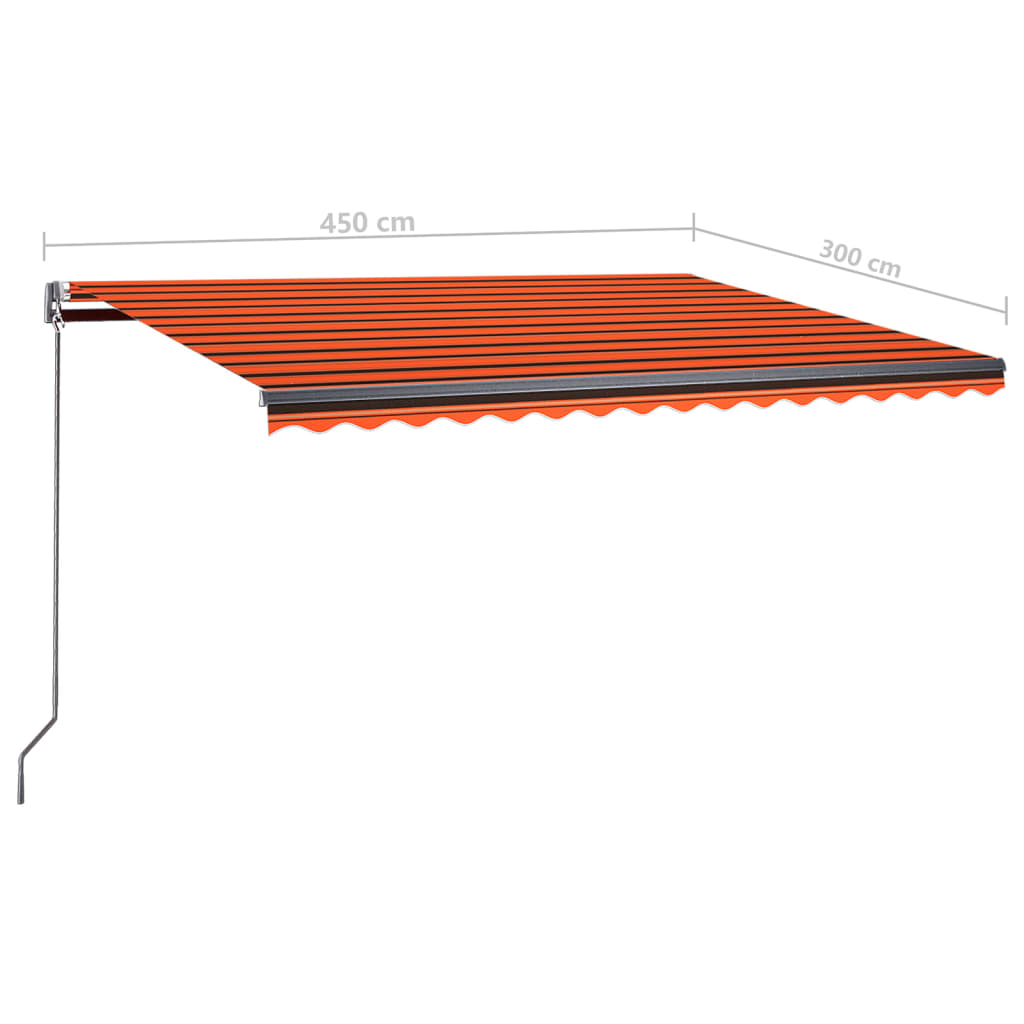 vidaXL Tenda Automatica Sensore Vento e LED 450x300 cm Arancio Marrone