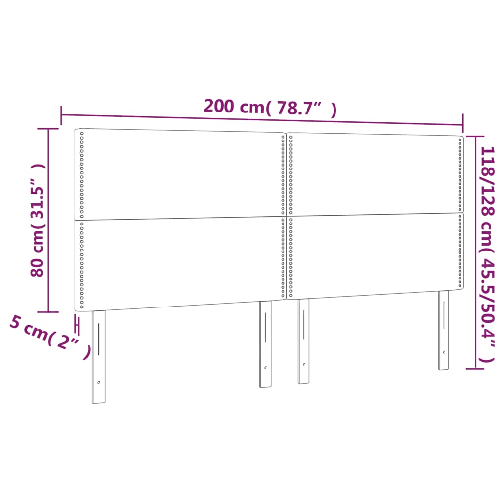 vidaXL Testiere 4 pz Nere 100x5x78/88 cm in Similpelle