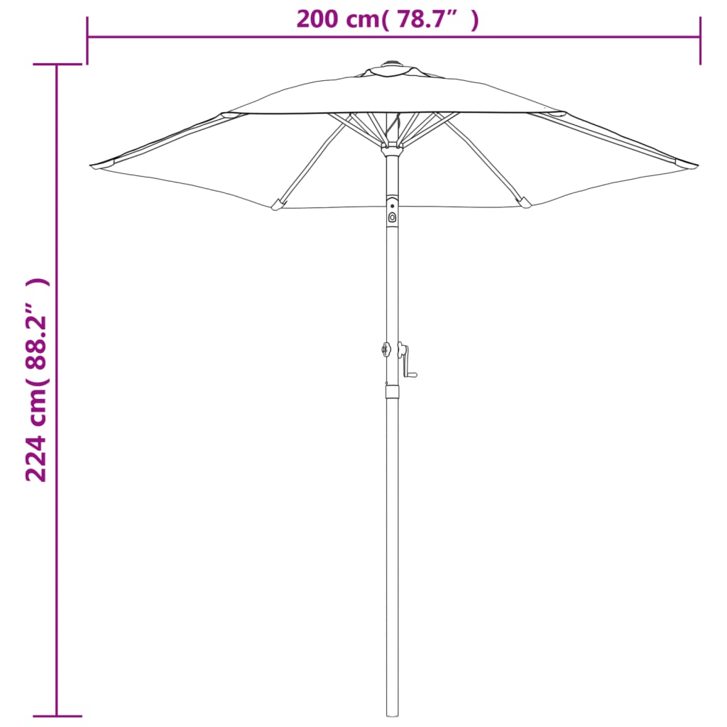 vidaXL Ombrellone Antracite 200x224 cm in Alluminio