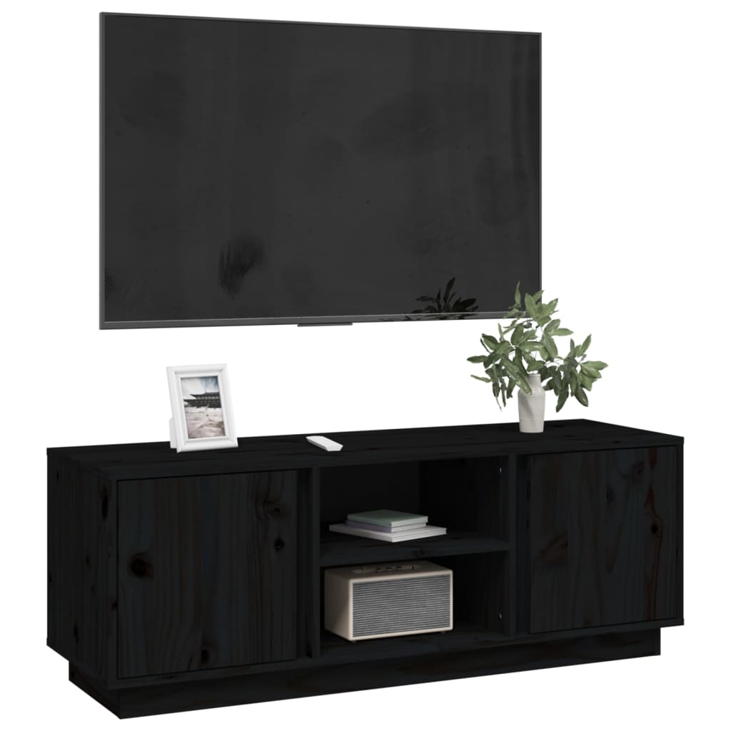 vidaXL Mobile Porta TV Nera 110x35x40,5 cm in Legno Massello di Pino