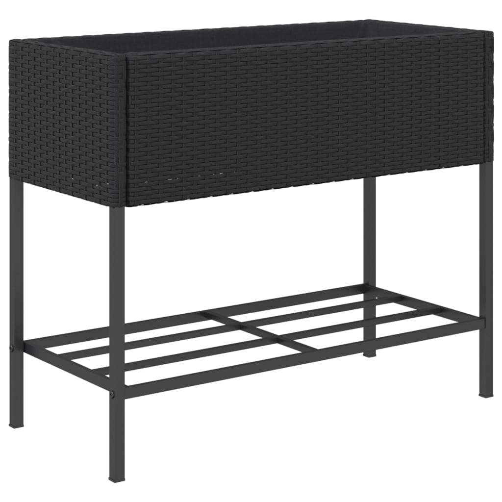 vidaXL Fioriere da Giardino con Ripiani 2pz Nere 90x40x75cm Polyrattan