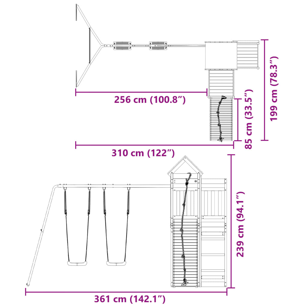 vidaXL Set da Gioco da Esterno in Legno di Pino Impregnato