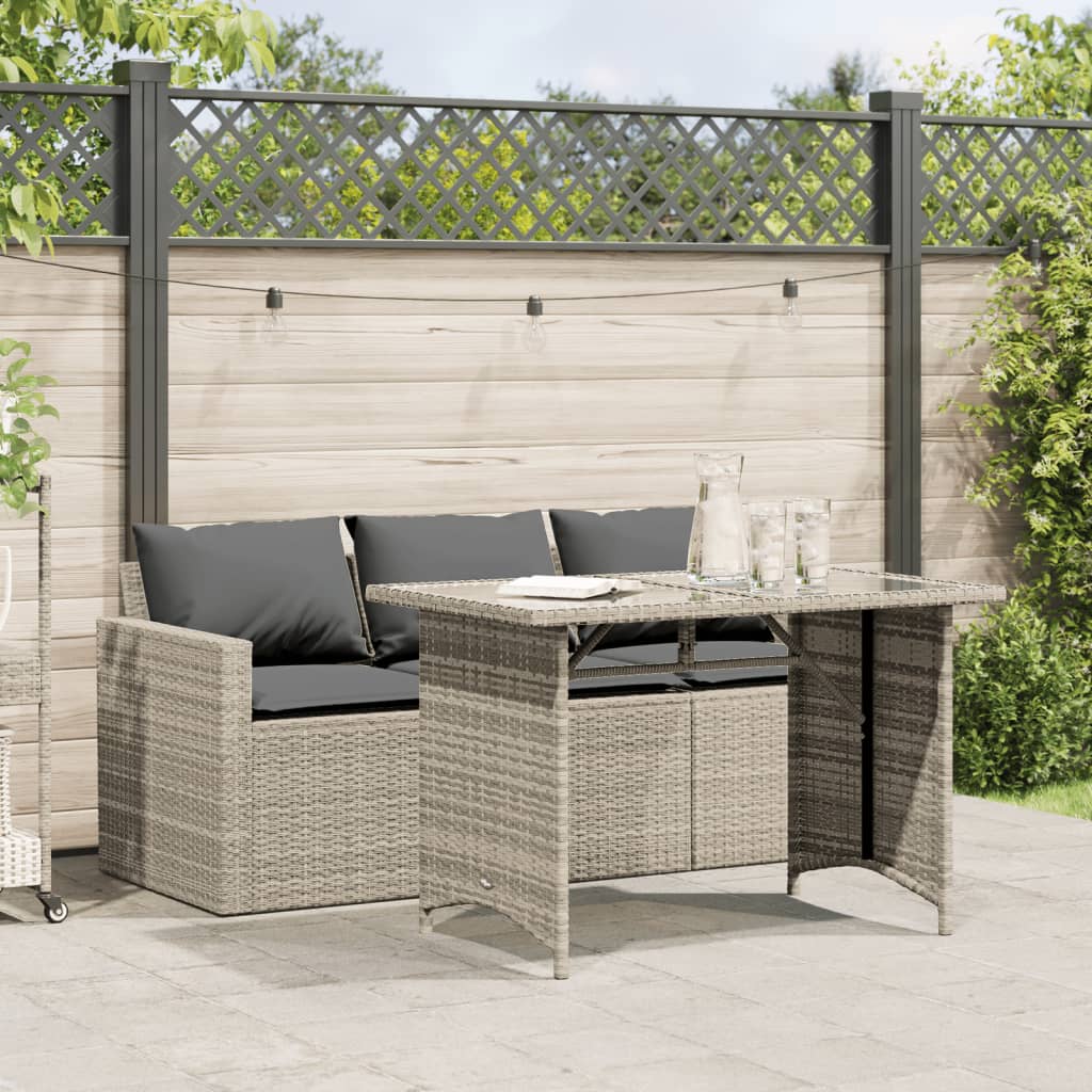 vidaXL Set da Pranzo da Giardino 2 pz con Cuscini in Polyrattan Grigio