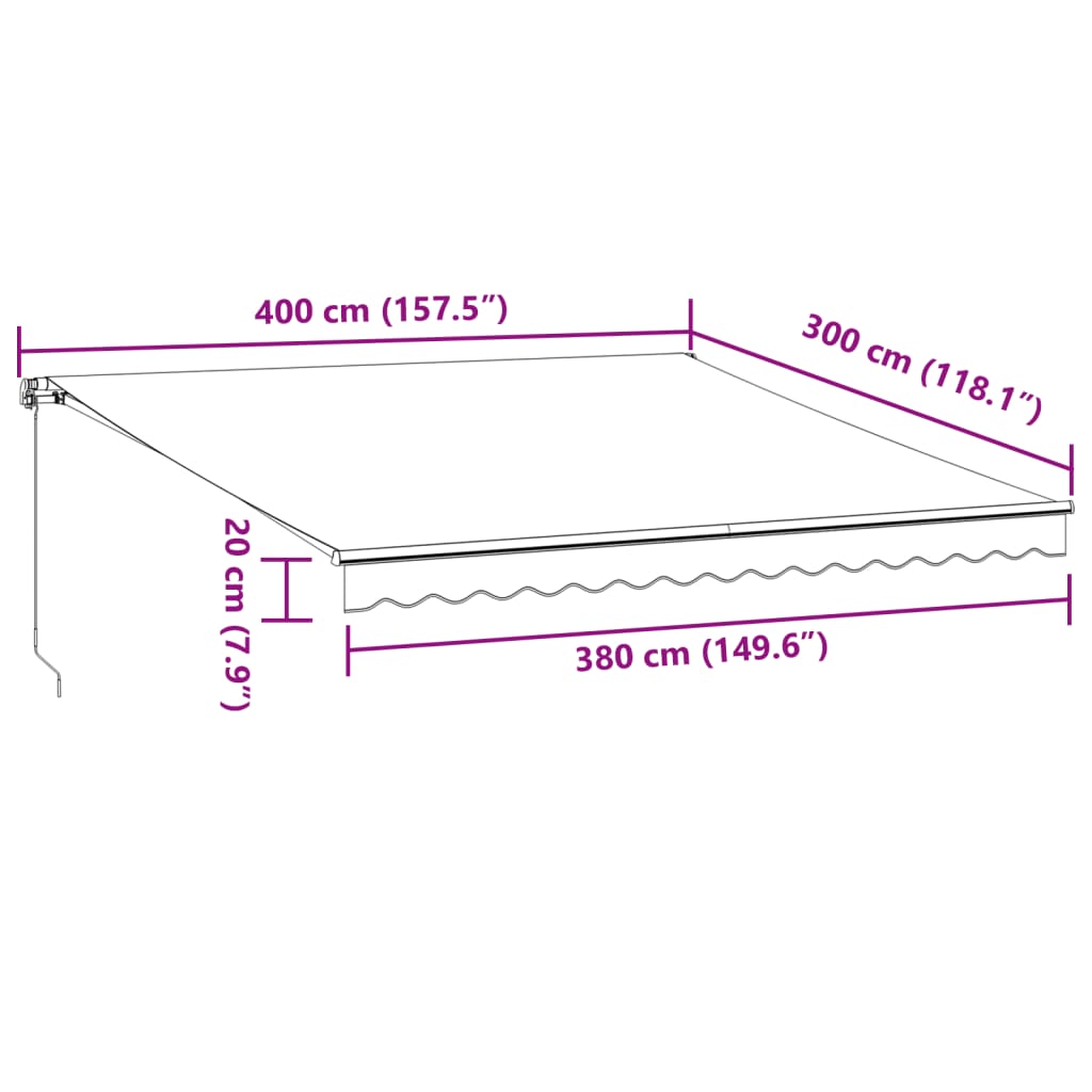 vidaXL Tenda da Sole Retrattile Manuale con LED Bordò 400x300 cm