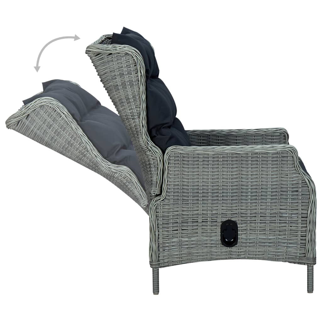 vidaXL Set Divani da Giardino 3pz con Cuscini Polyrattan Grigio Chiaro