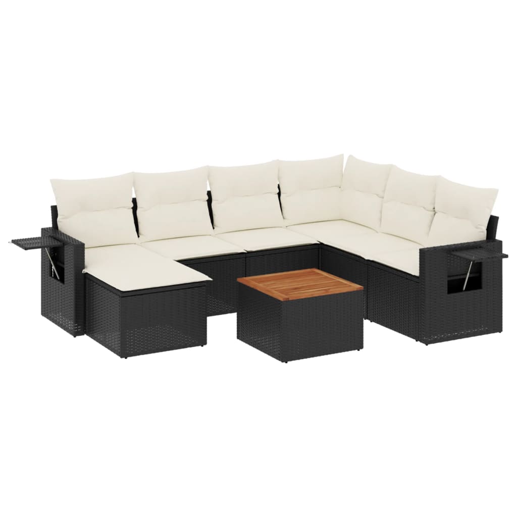 vidaXL Set Divani da Giardino con Cuscini 8 pz Nero in Polyrattan