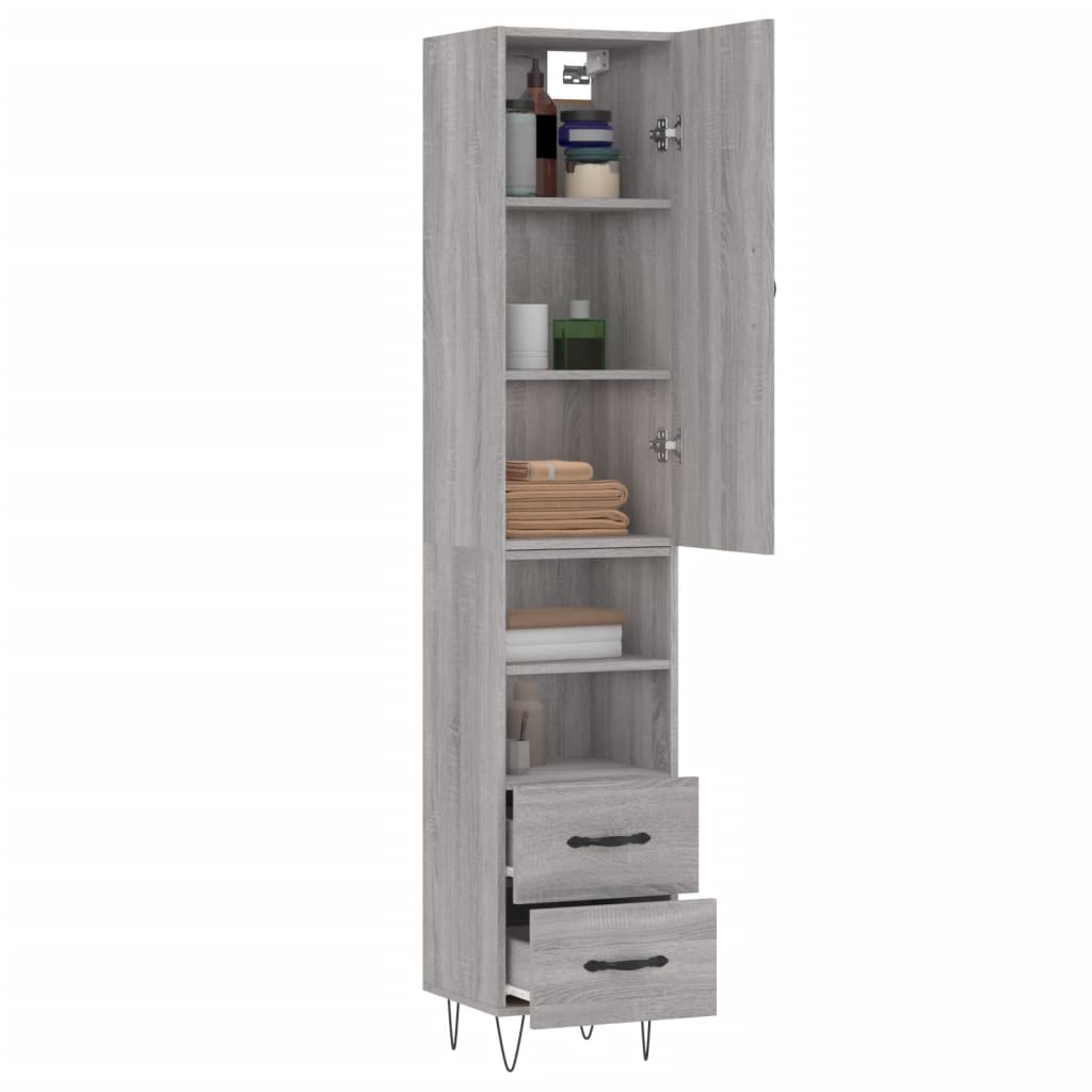 vidaXL Credenza Grigio Sonoma 34,5x34x180 cm in Legno Multistrato