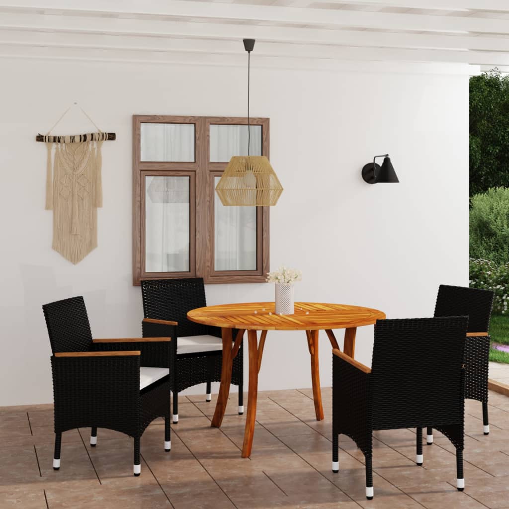 vidaXL Set Mobili da Pranzo per Giardino 5 pz Nero