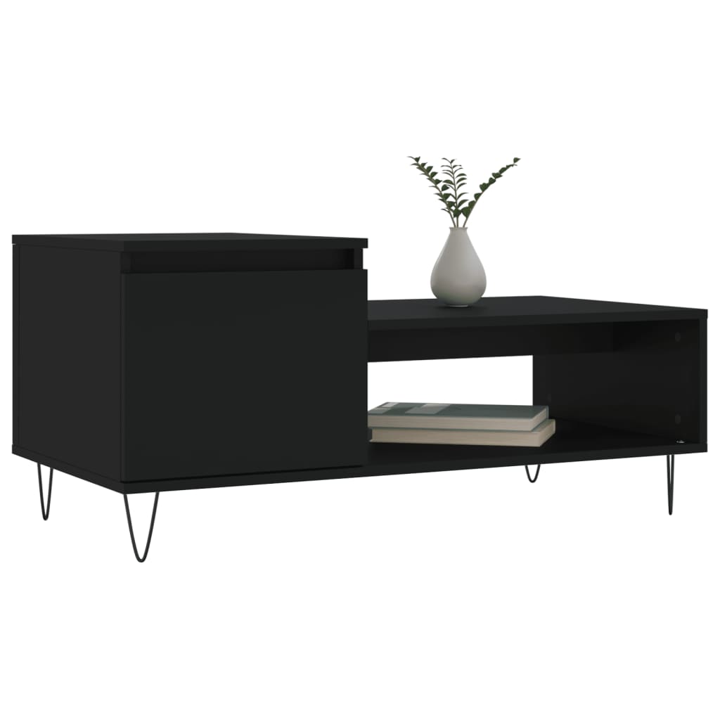 vidaXL Tavolino da Salotto Nero 100x50x45 cm in Legno Multistrato