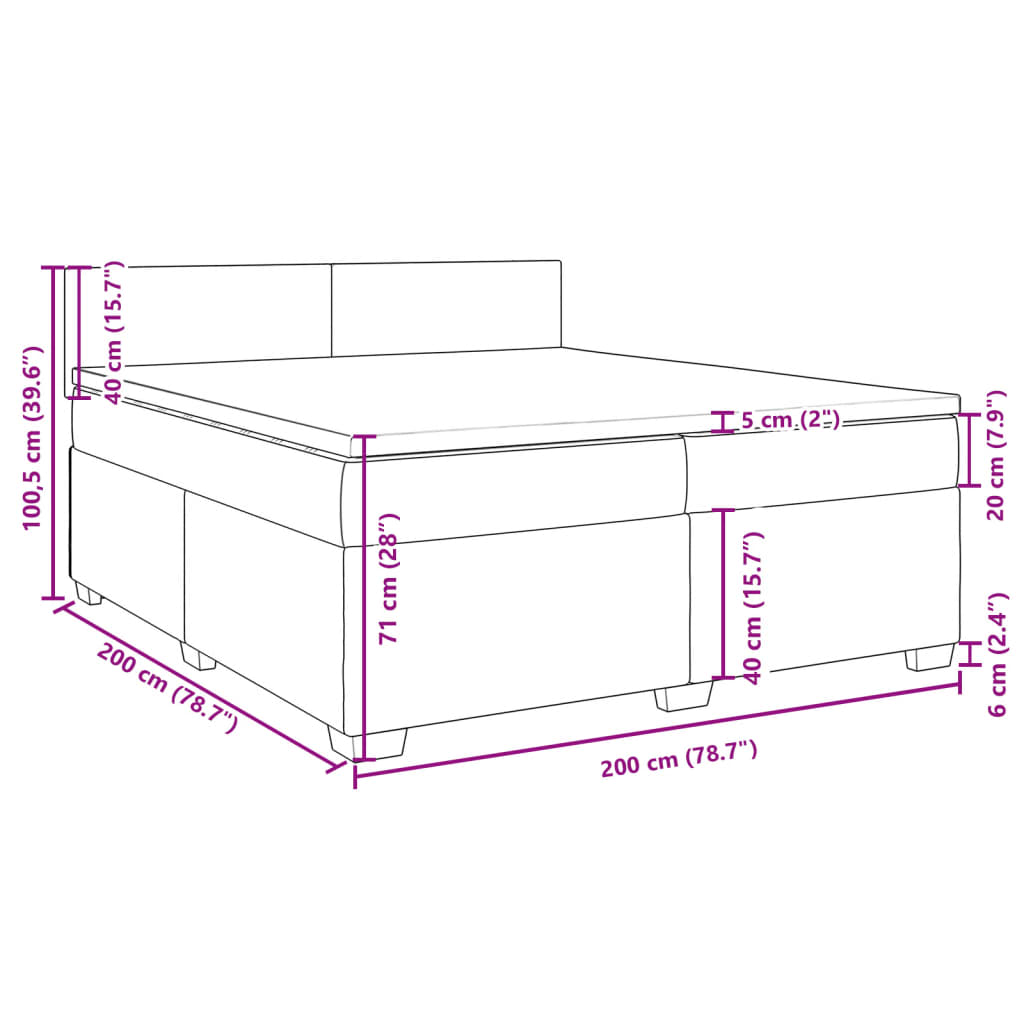 vidaXL Giroletto a Molle con Materasso Marrone Scuro 200x200cm Tessuto