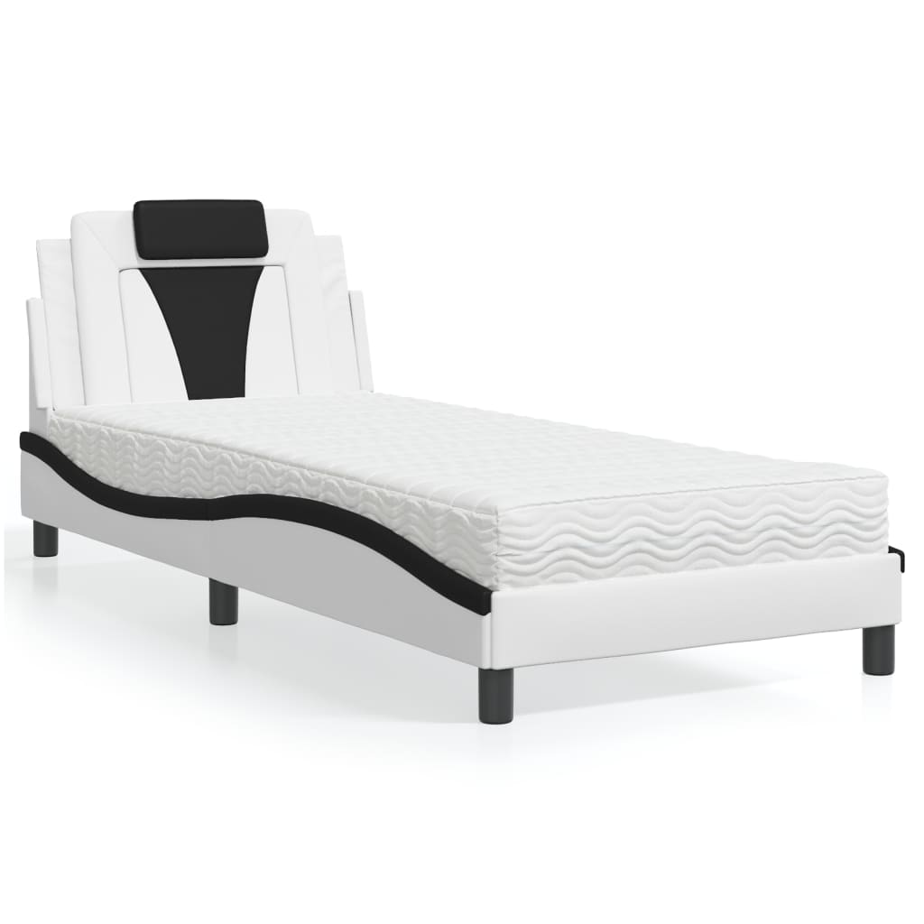 vidaXL Letto con Materasso Nero e Bianco 80x200 cm in Similpelle