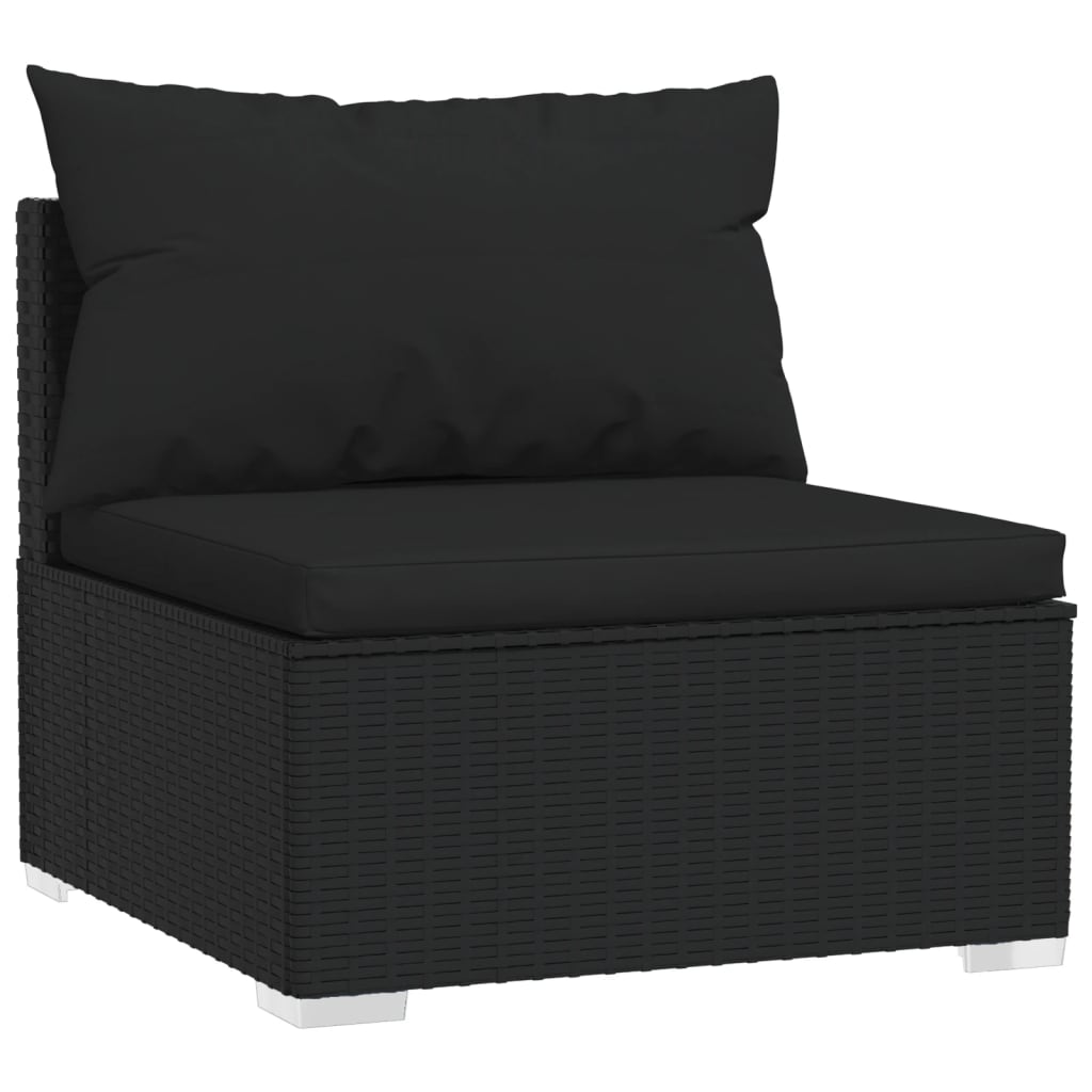 vidaXL Set Salotto da Giardino con Cuscini 9pz Nero in Polyrattan