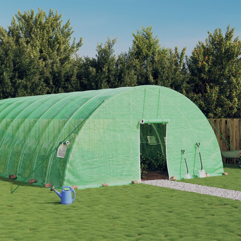 vidaXL Serra con Telaio in Acciaio Verde 84 m² 14x6x2,85 m