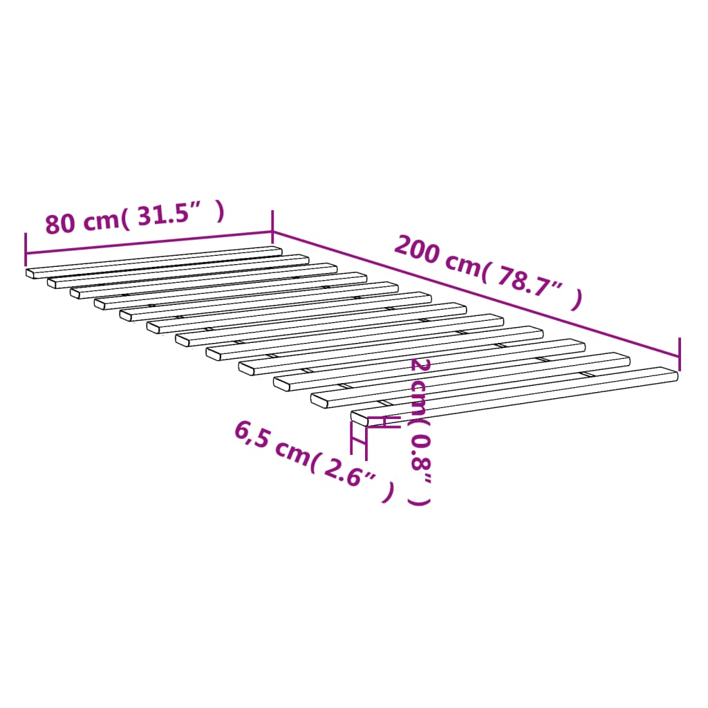 vidaXL Doghe per Letto 80x200 cm in Legno Massello di Pino