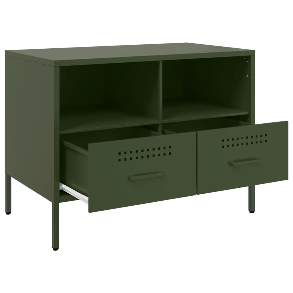 vidaXL Mobile TV Verde Oliva 68x39x50,5 cm in Acciaio