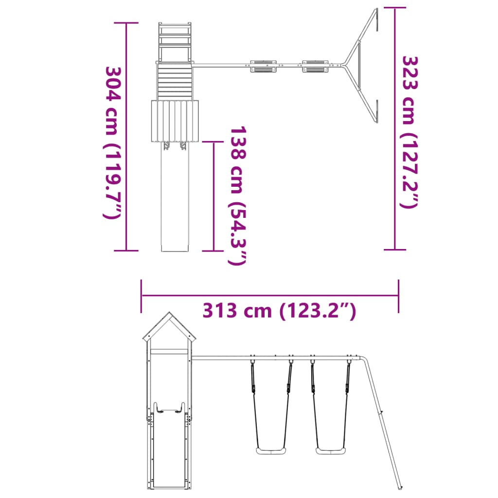 vidaXL Set da Gioco da Esterno in Legno di Pino Impregnato