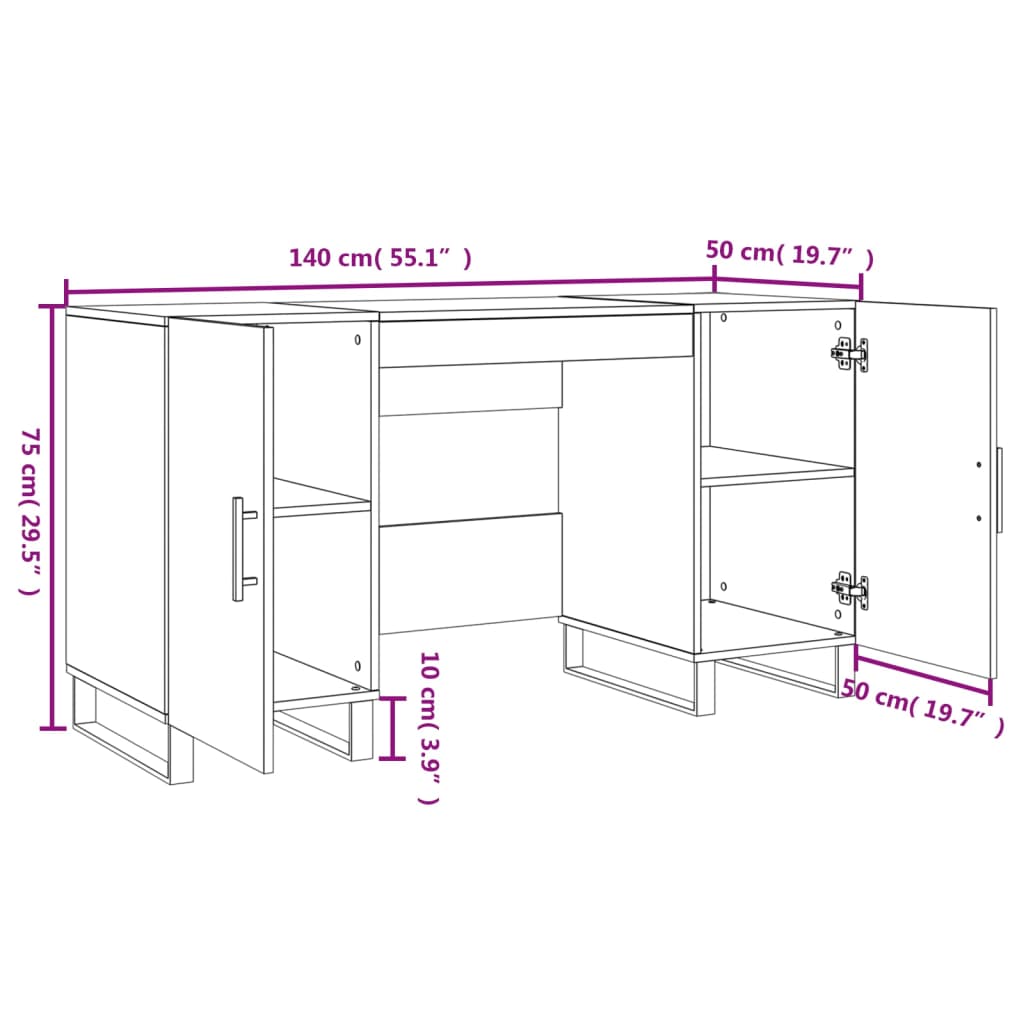 vidaXL Scrivania Rovere Marrone 140x50x75 cm in Legno Multistrato