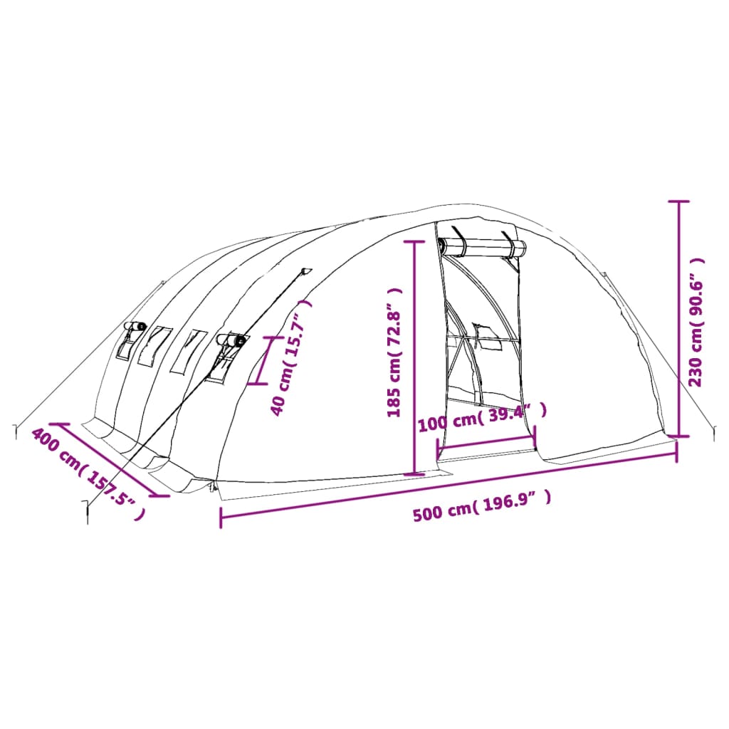 vidaXL Serra con Telaio in Acciaio Bianco 20 m² 5x4x2,3 m