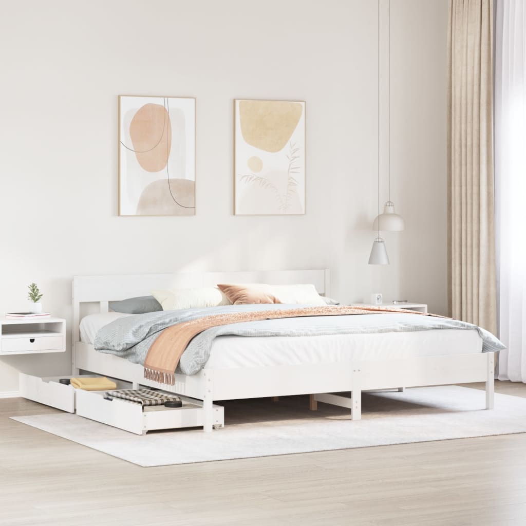 vidaXL Letto senza Materasso Bianco 180x200 cm Legno Massello di Pino