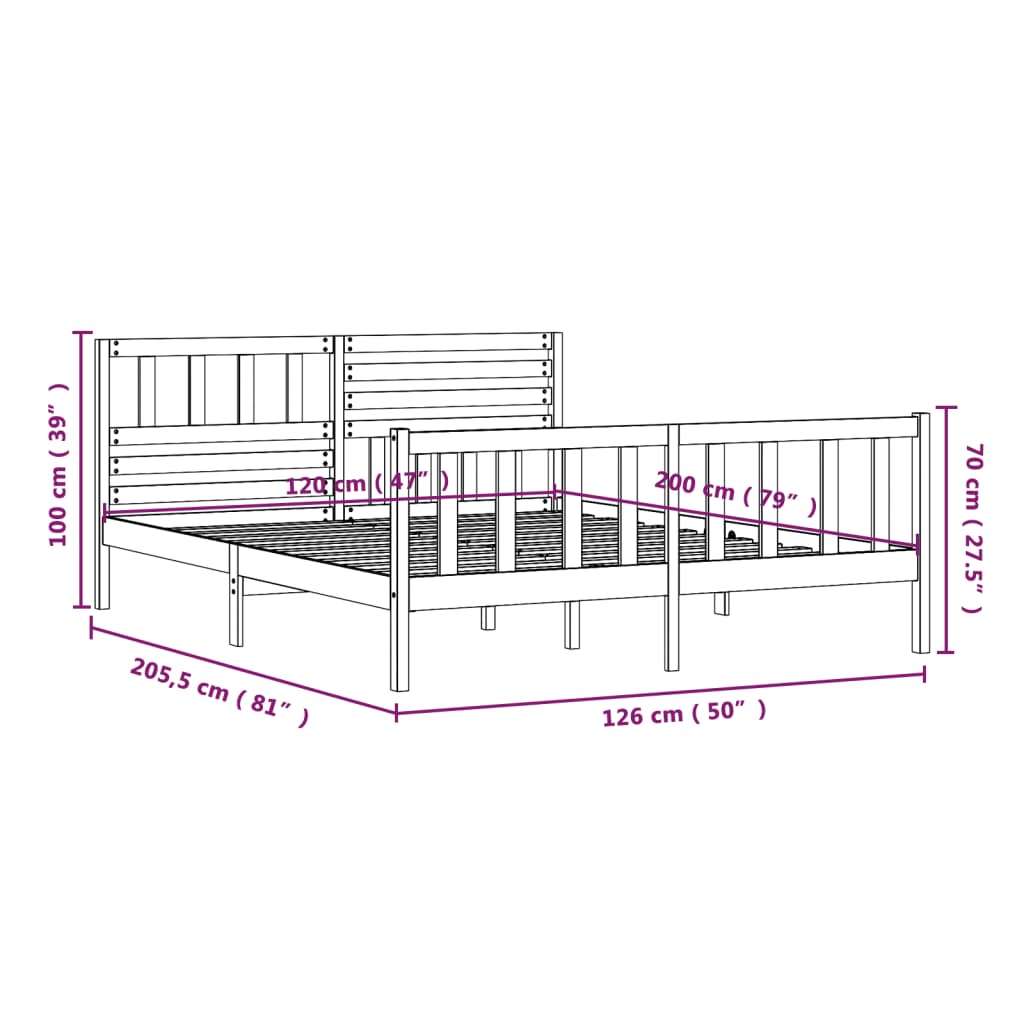 vidaXL Giroletto in Legno Massello 120x200 cm