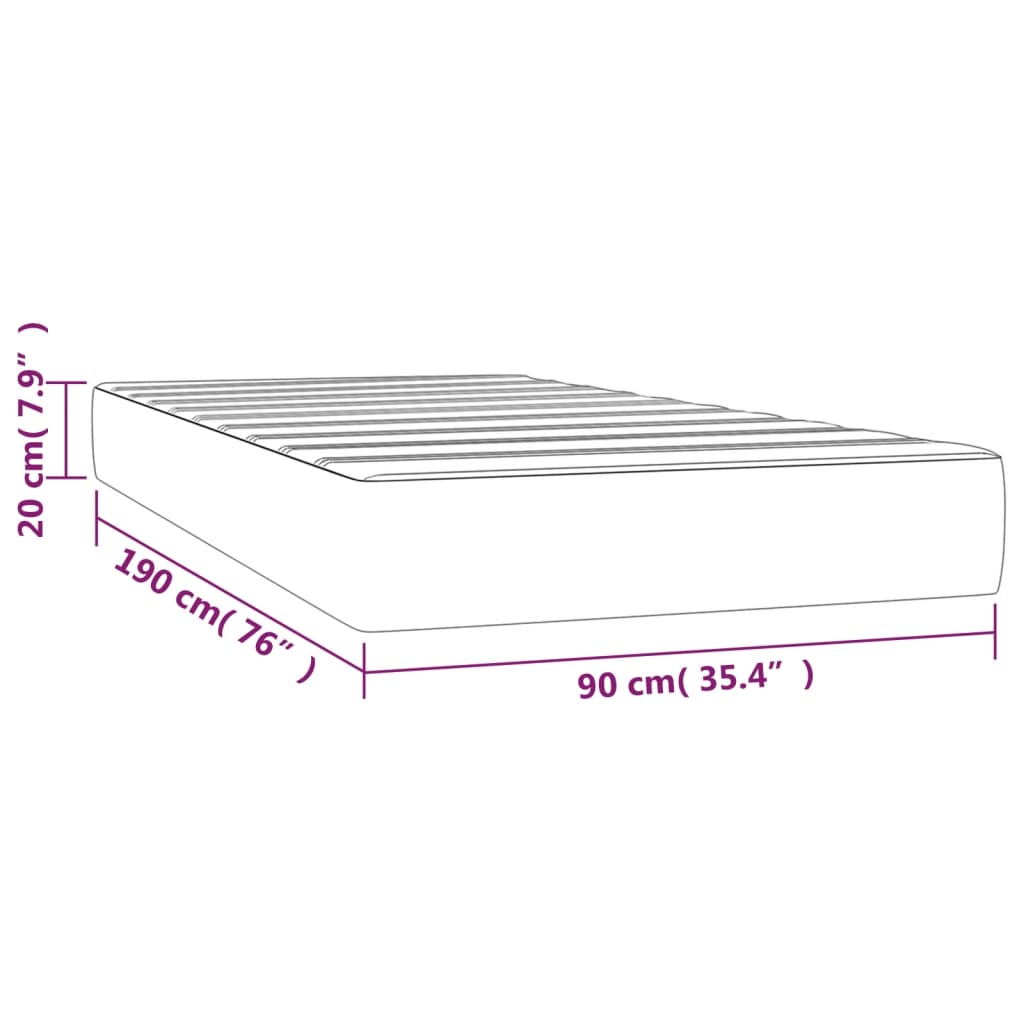 vidaXL Materasso a Molle Insacchettate Crema 90x190x20 cm in Tessuto