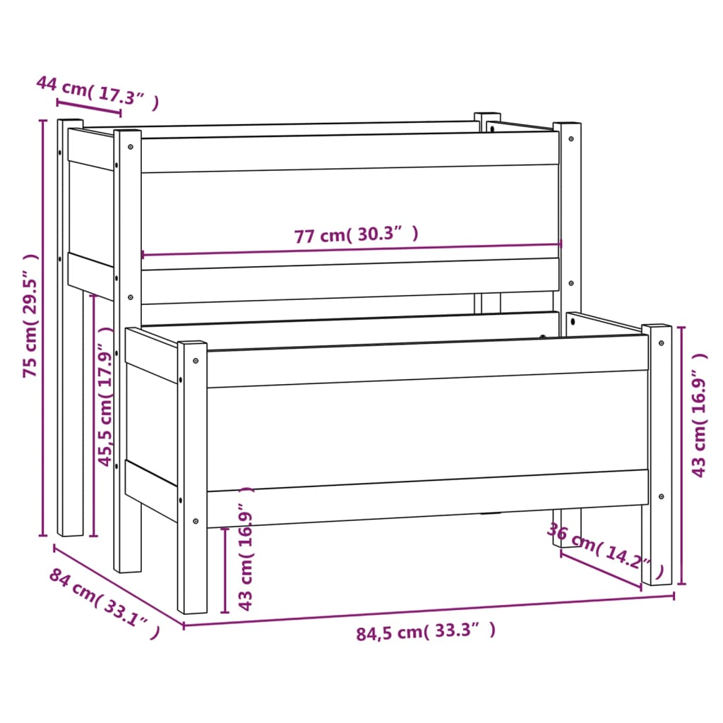 vidaXL Fioriera Marrone Ambra 84,5x84x75 cm in Legno Massello di Pino