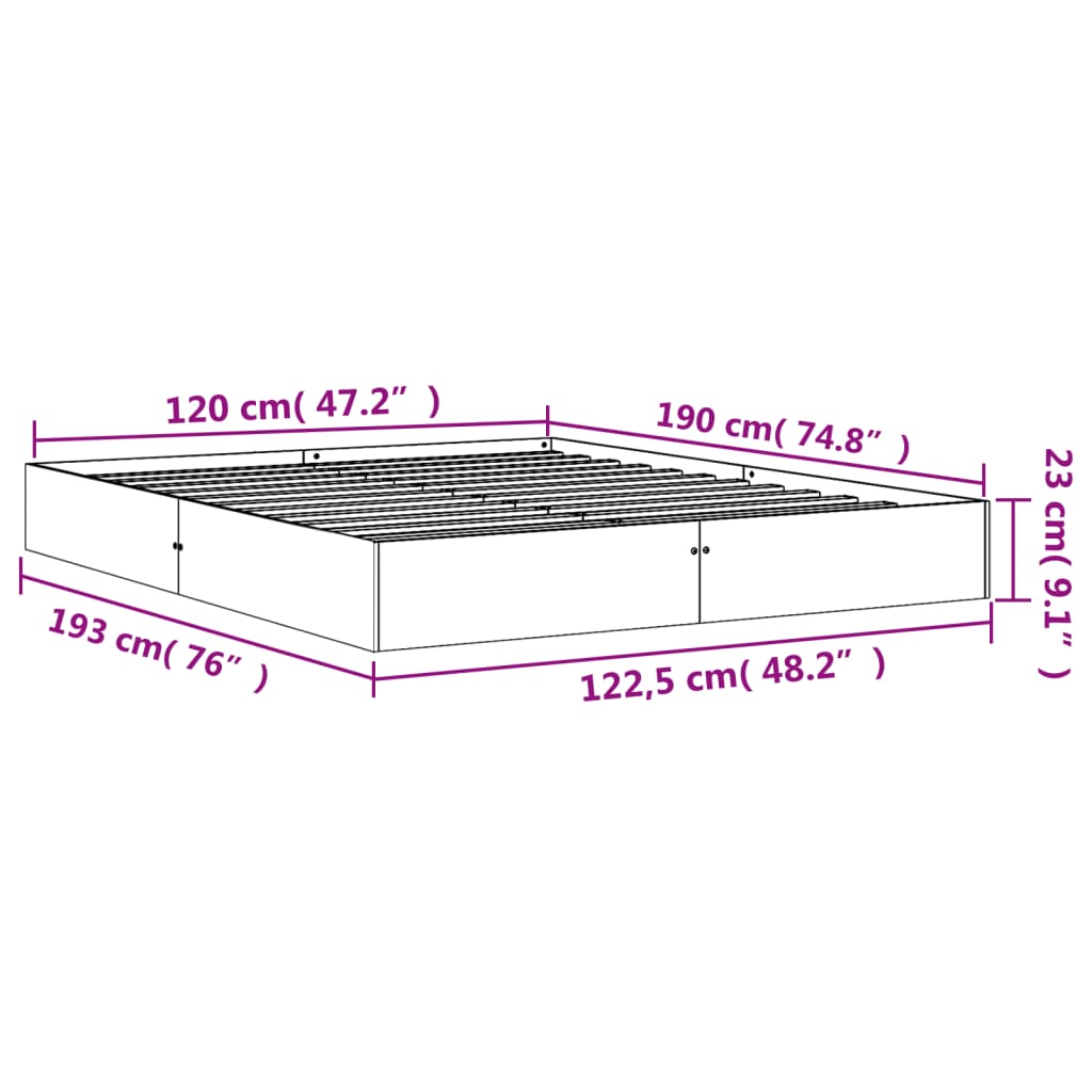 vidaXL Letto senza Materasso Marrone Cera 120x190 cm in Legno di Pino