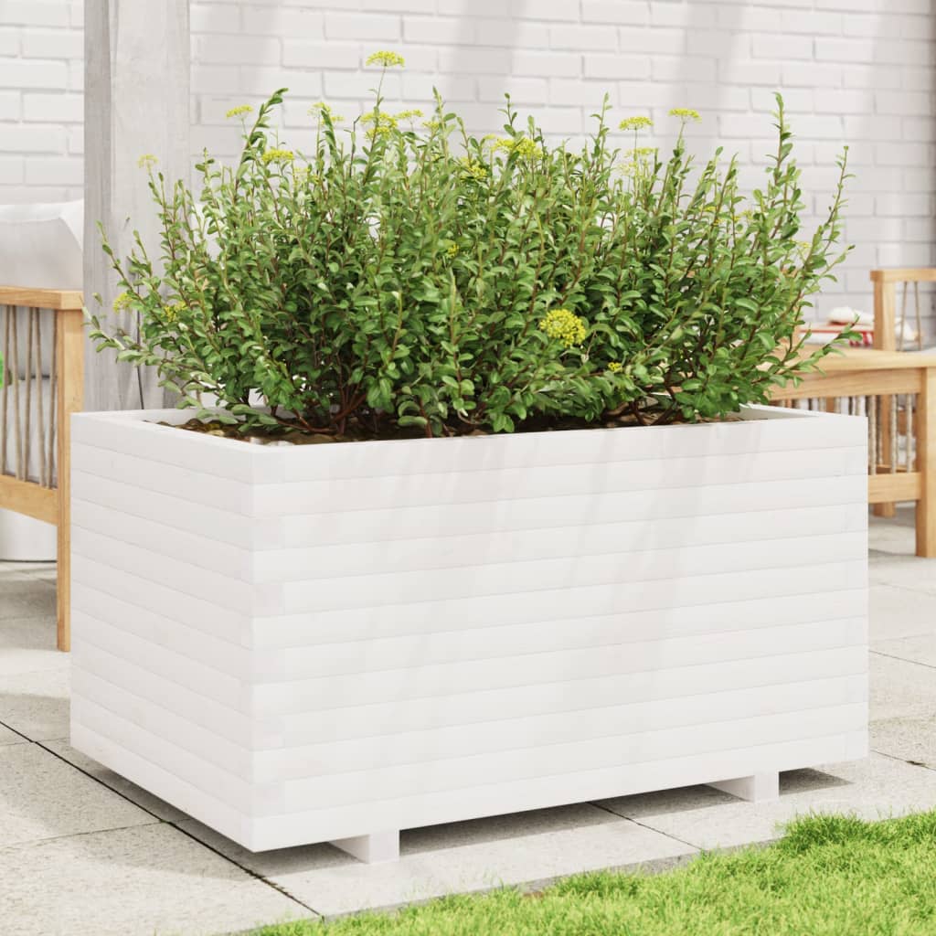 vidaXL Fioriera da Giardino Bianca 90x60x49,5cm Legno Massello di Pino