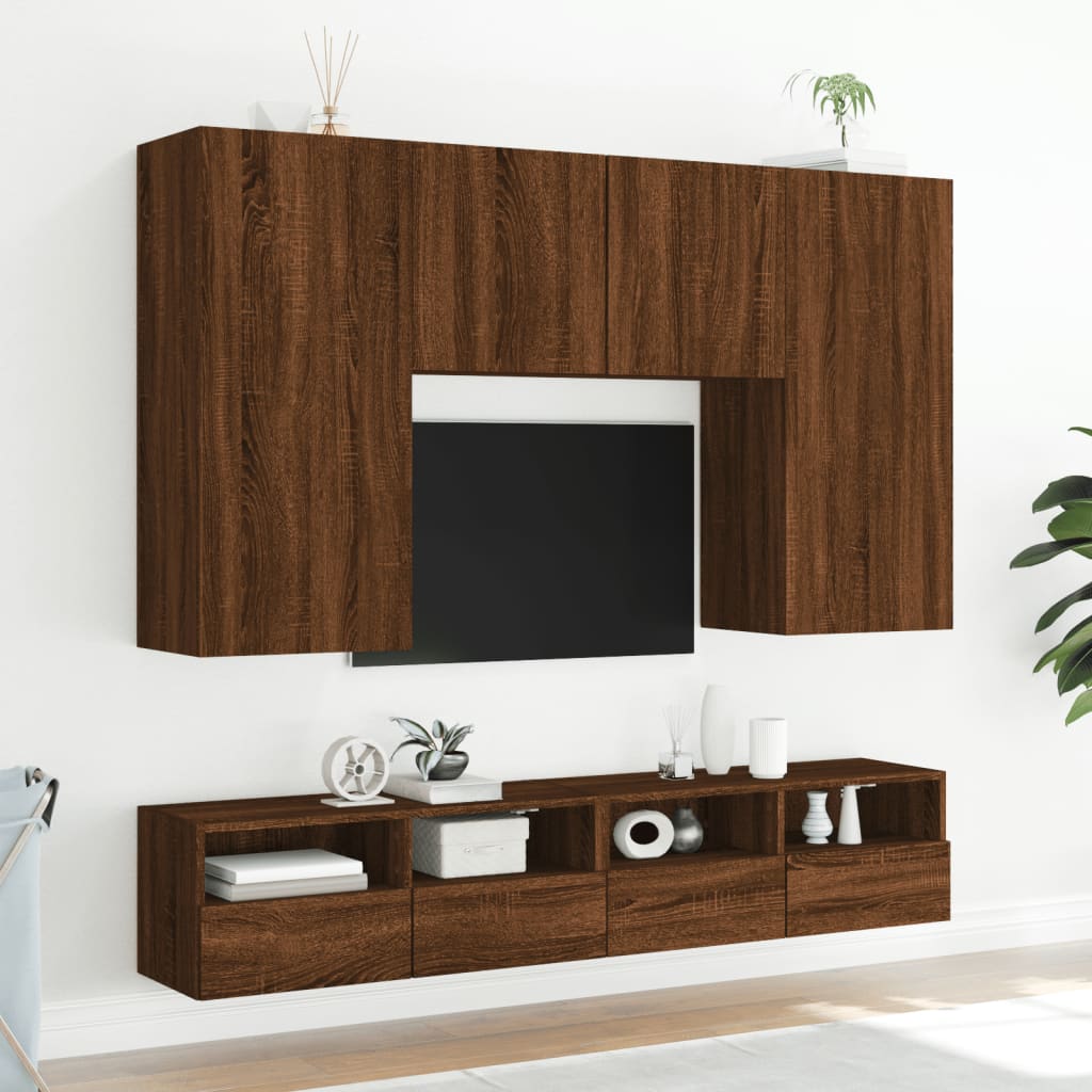 vidaXL Mobile TV a Parete Rovere Marrone 80x30x30 cm Legno Multistrato