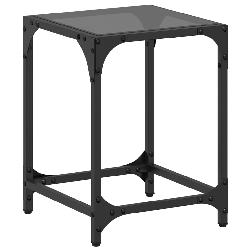 vidaXL Tavolino con Piano in Vetro Nero 30x30x40cm Acciaio