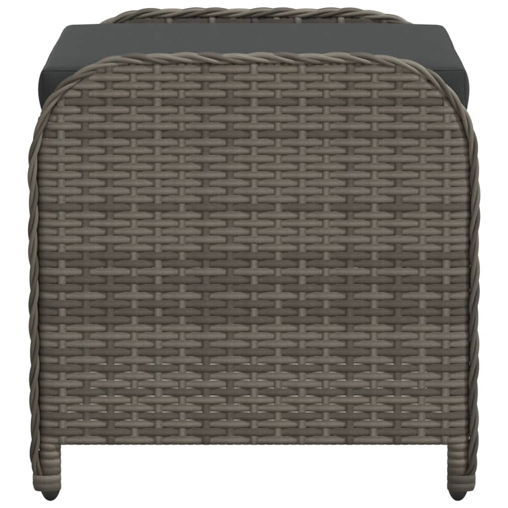 vidaXL Sgabello Giardino con Cuscino Grigio 58x46x46 cm in Polyrattan