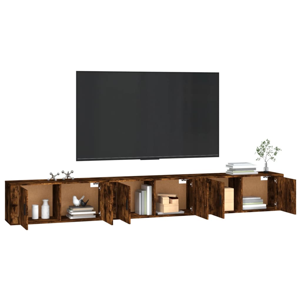 vidaXL Mobili Porta TV a Parete 3 pz Rovere Fumo 100x34,5x40 cm