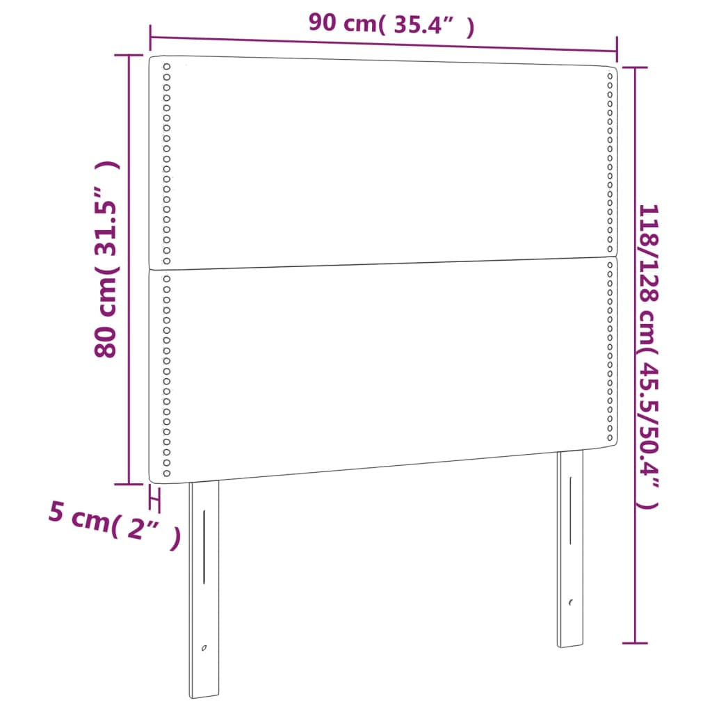 vidaXL Testiera a LED nero 90x5x118/128 cm in Similpelle