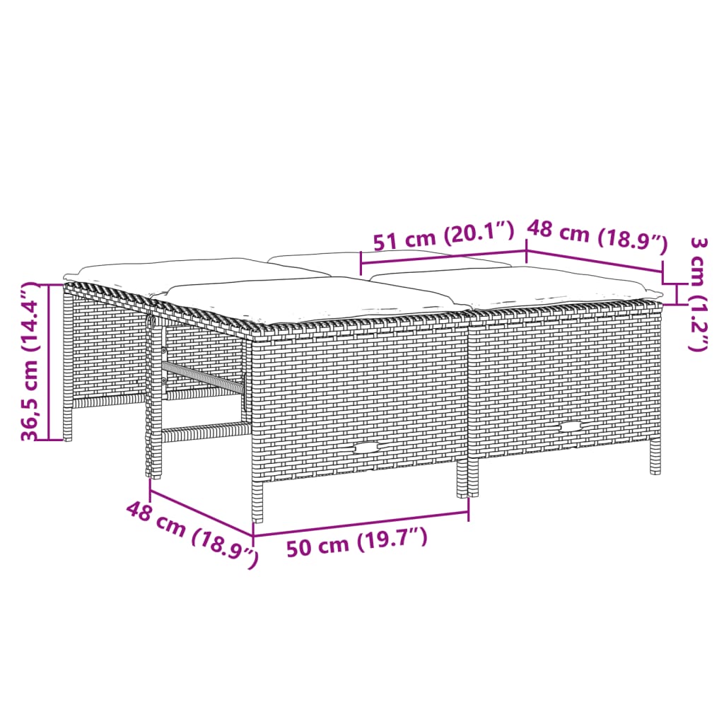 vidaXL Sgabelli da Giardino con Cuscini 4 pz Beige in Polyrattan