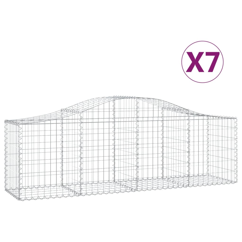 vidaXL Cesti Gabbioni ad Arco 7 pz 200x50x60/80 cm Ferro Zincato