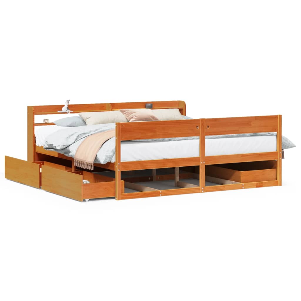 vidaXL Letto senza Materasso Marrone Cera 200x200 cm in Legno di Pino