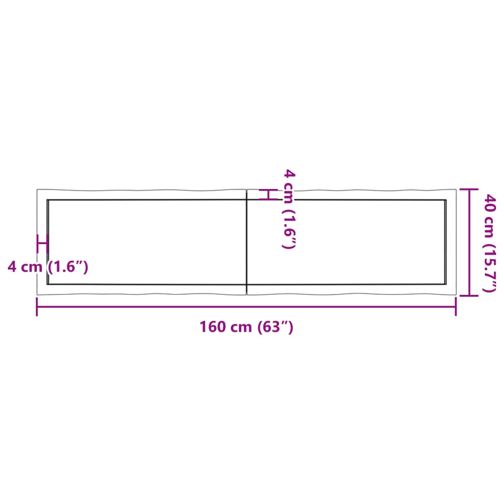 vidaXL Piano per Tavolo 160x40x(2-4) cm Rovere Non Trattato Bordi Vivi