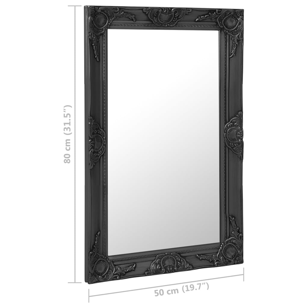 vidaXL Specchio da Parete Stile Barocco 50x80 cm Nero